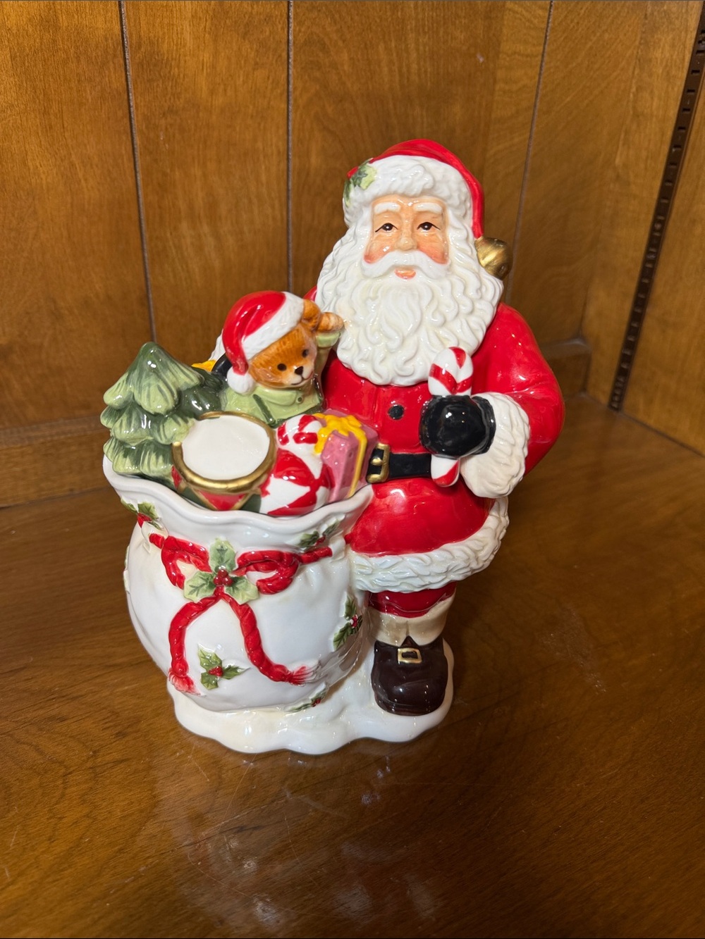 Holiday Ceramic Santa Figurine with Gift Sack - Red
